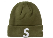 Load image into Gallery viewer, Supreme New Era S Logo Beanie Olive (FW23)