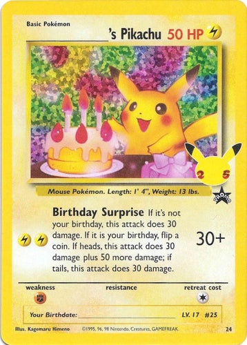Pikachu Birthday - 24 Promo - NM