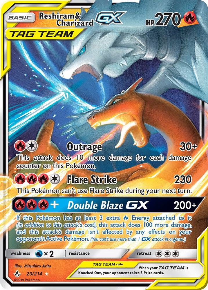 Reshiram & Charizard GX - 20/214 - NM