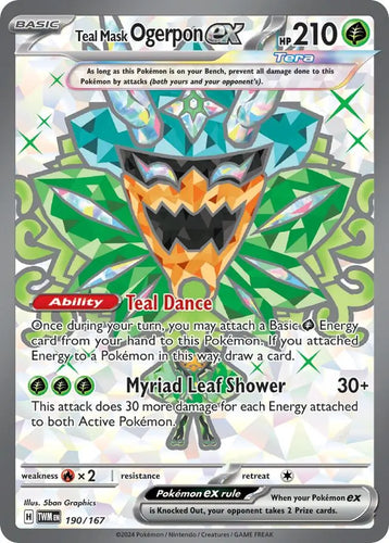 Teal Mask Ogerpon ex - 190/167 - NM