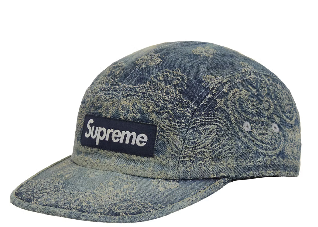 Supreme BandanaJacquard DenimCampCapブラック Supreme Bandana Jacquard Denim Camp Cap (SS25) - $58