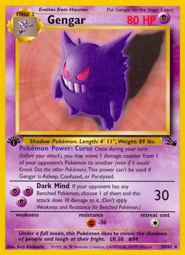 Gengar 1st Edition - 20/62 - NM