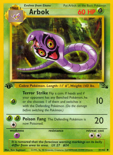 Arbok 1st Edition - 31/62 - NM