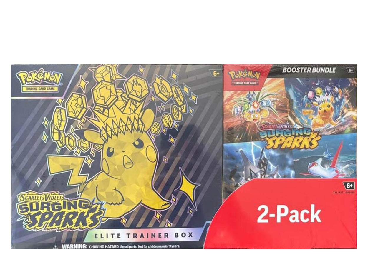 Costco Pokemon Surging Sparks 2-Pack Trainer Box and Booster Bundle SP, Inc. Costco Pokemon Surging Sparks 2-Pack Trainer Box and Booster Bundle SP, Inc.