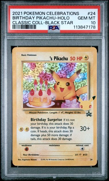 Birthday Pikachu - 24 - PSA 10