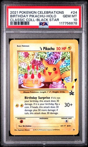 Birthday Pikachu - 24 - PSA 10