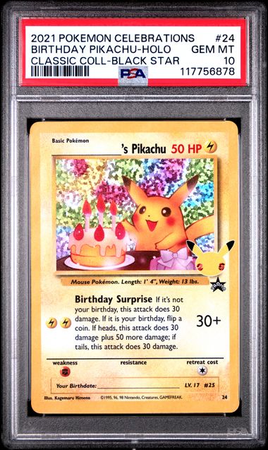 Birthday Pikachu - 24 - PSA 10