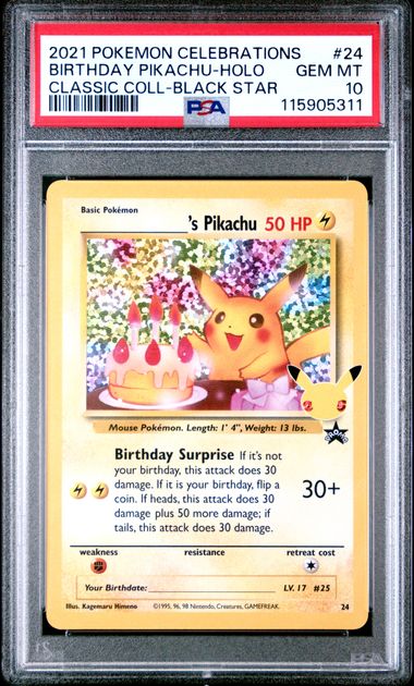 Birthday Pikachu - 24 - PSA 10
