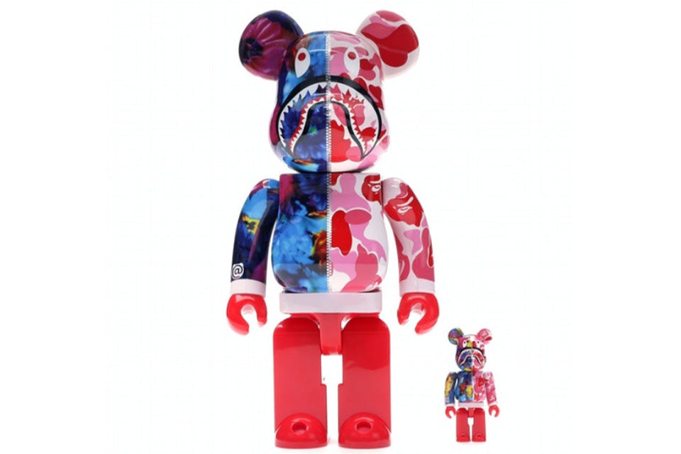 Bearbrick x Bape x Mika Ninagawa Shark 100% & 400% Set (Pink)